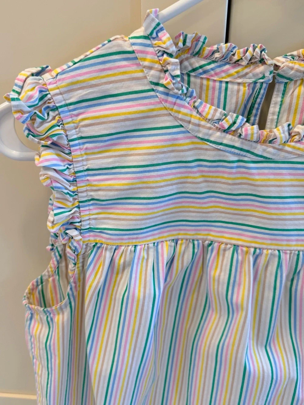 J. Crew Pastel Multicolor Striped Ruffle Sleeve Camisole